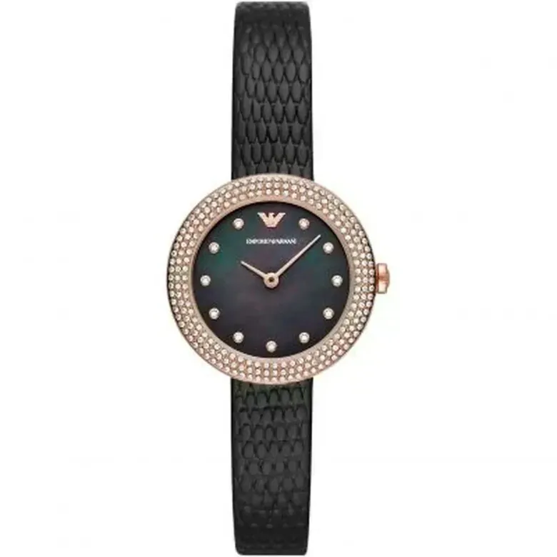 Emporio Armani Gianni T-Bar Women's Black Mother of Pearl Watch - AR11373