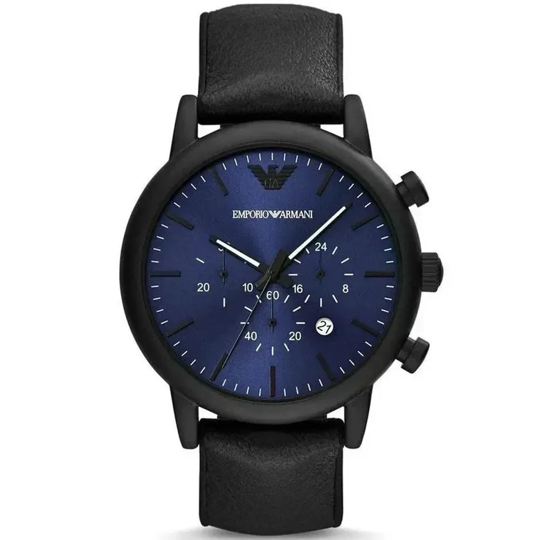 Emporio Armani Luigi AR11351 Men's Chronograph Watch - 46mm Black Case Blue Dial