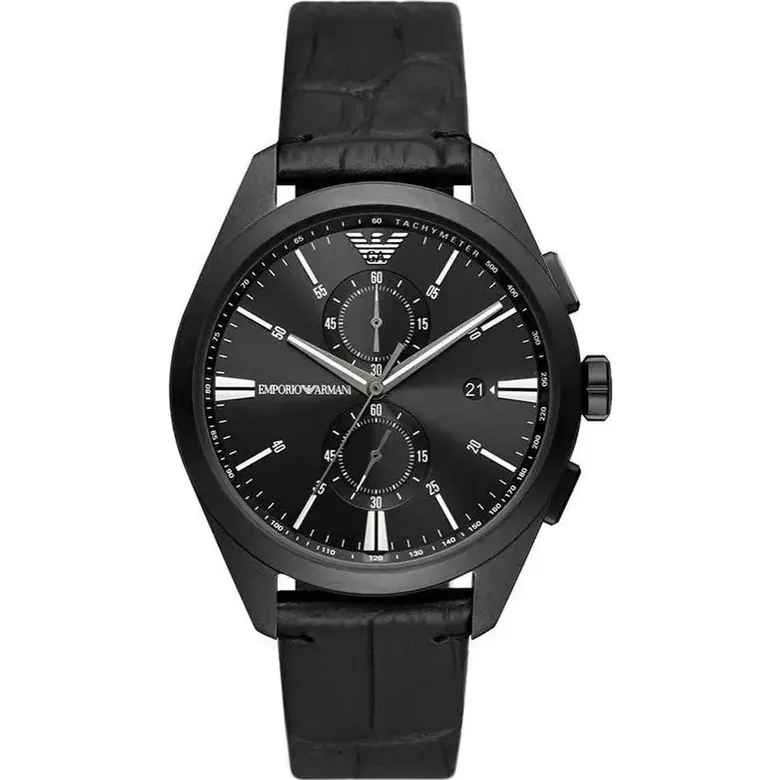 Emporio Armani Claudio Chronograph Black Leather Watch AR11483