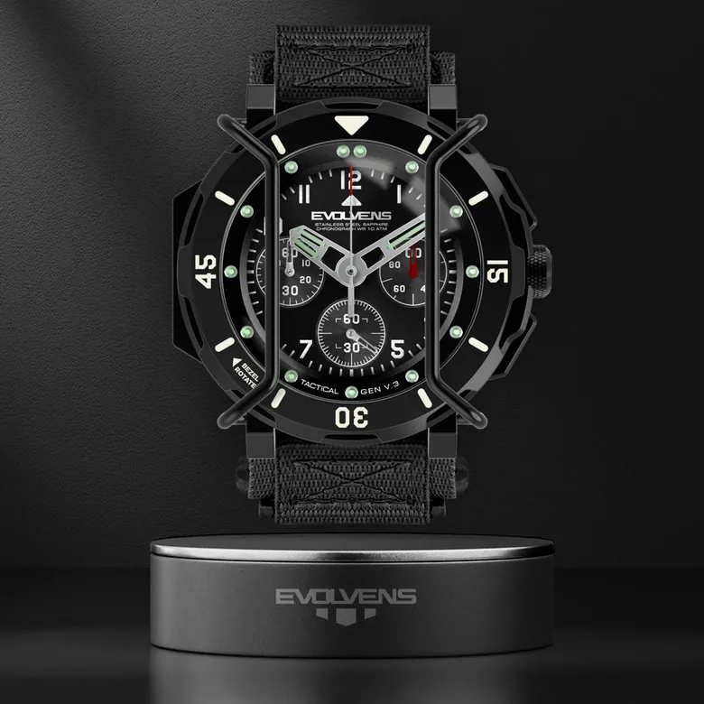 Evolvens TACTICAL - 49 mm Chronograph Military Watch - Graphite