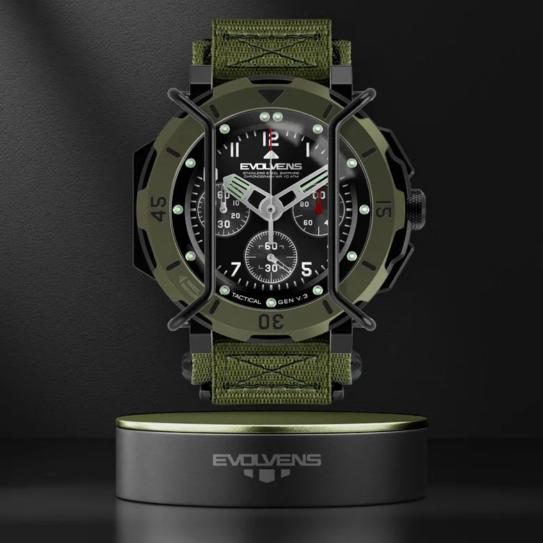 Evolvens TACTICAL - 49 mm Chronograph Military Watch - OD-Green