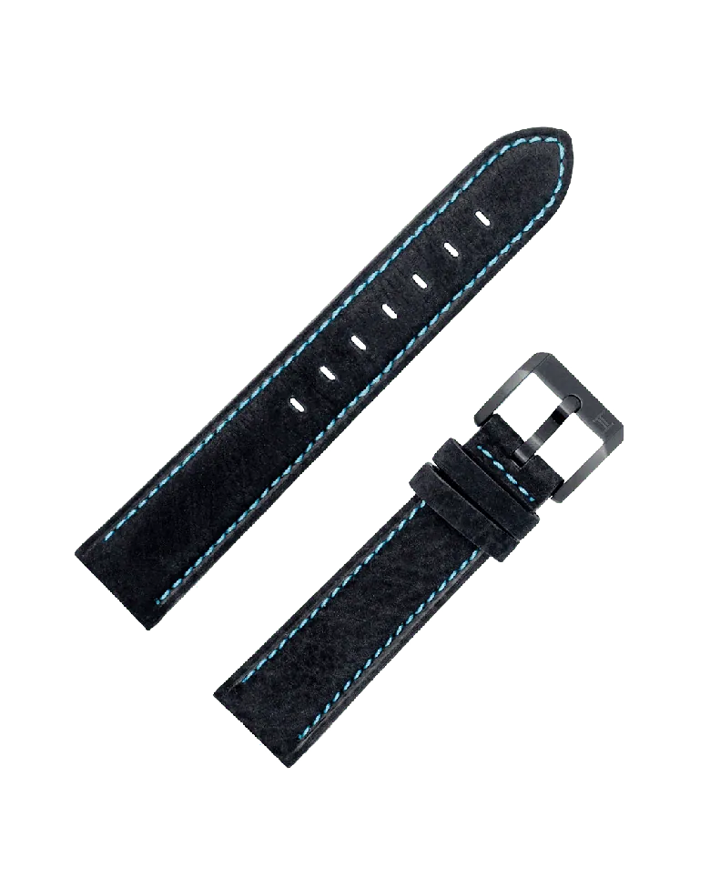 Cinturino Pelle Nero-Azzurro