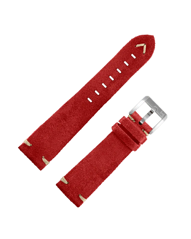 Cinturino Pelle Vitello Scamosciata Rosso