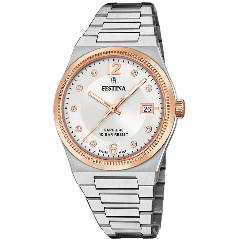 Festina Swiss Made Stainless Steel Analog Ladies Watch I Model F20037/1 Quartz Movement