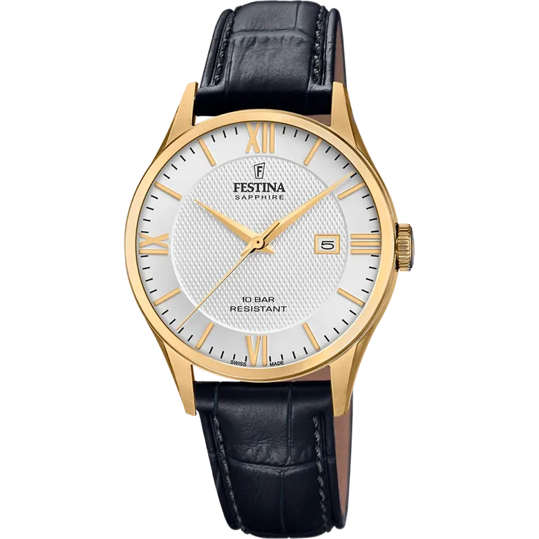 Festina Swiss Made Leather Analog Mens Watch I Model F20010/2 Quartz Movement