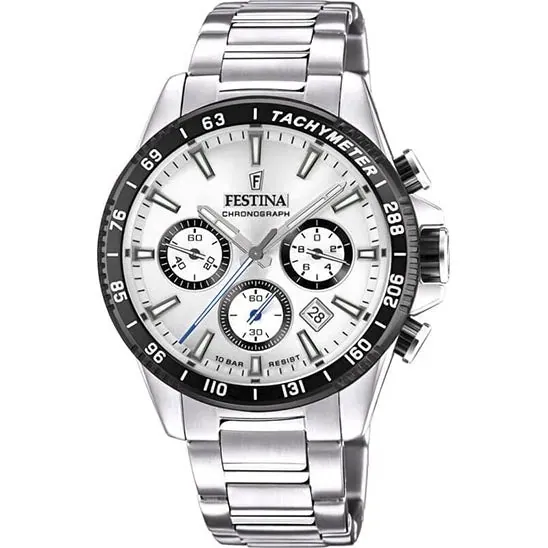 Festina Timeless Chronograph Stainless Steel Chronograph Mens Watch I Model F20560/1 Quartz Movement