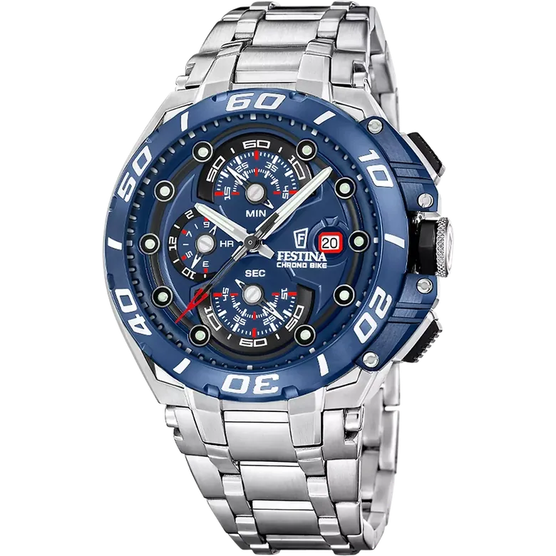 Festina Chrono Bike Stainless Steel Chronograph Mens Watch I Model F20754-4 Quartz Movement