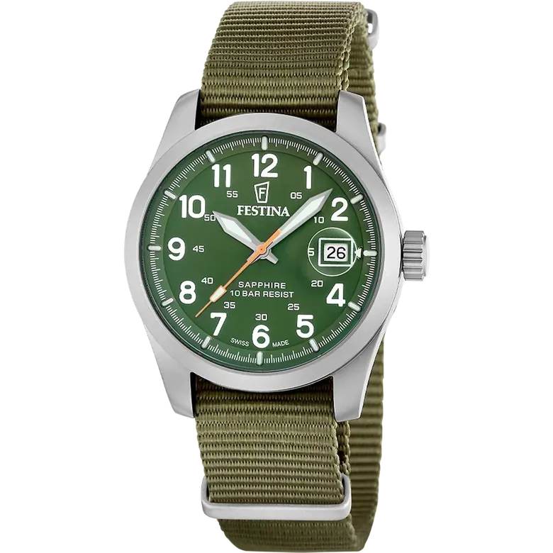 Festina Swiss Made Nylon Analog Mens Watch I Model F20082-2 Quartz Movement