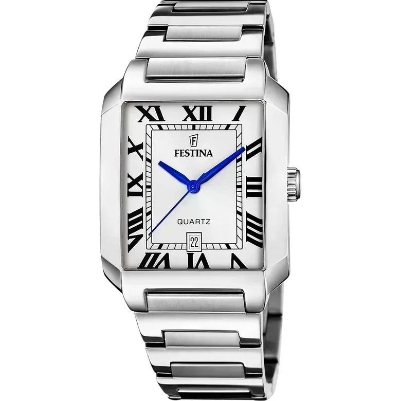 Festina On The Square Stainless Steel Analog Mens Watch I Model F20677/1 Quartz Movement