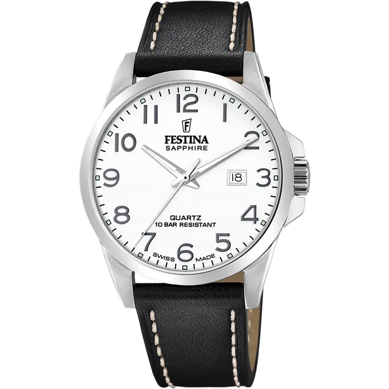 Festina Swiss Made Leather Analog Mens Watch I Model F20025/1 Quartz Movement