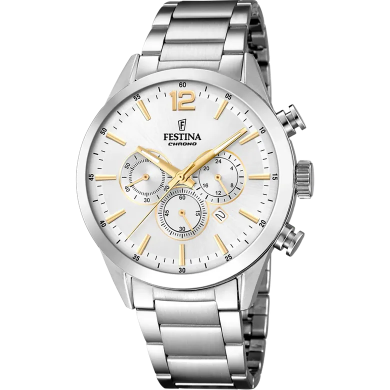 Festina Timeless Chronograph Stainless Steel Chronograph Mens Watch I Model F20343/1 Quartz Movement