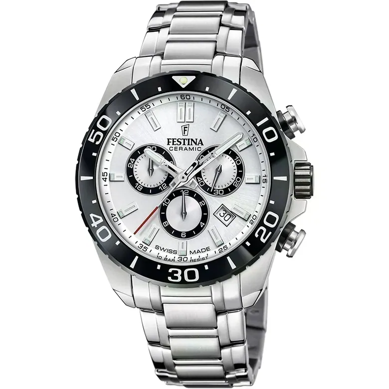 Festina Swiss Made Stainless Steel Chronograph Mens Watch I Model F20042/1 Quartz Movement