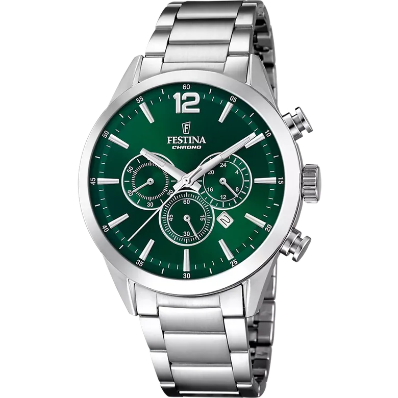 Festina Timeless Chronograph Stainless Steel Mens Watch I Model F20343-B Quartz Movement