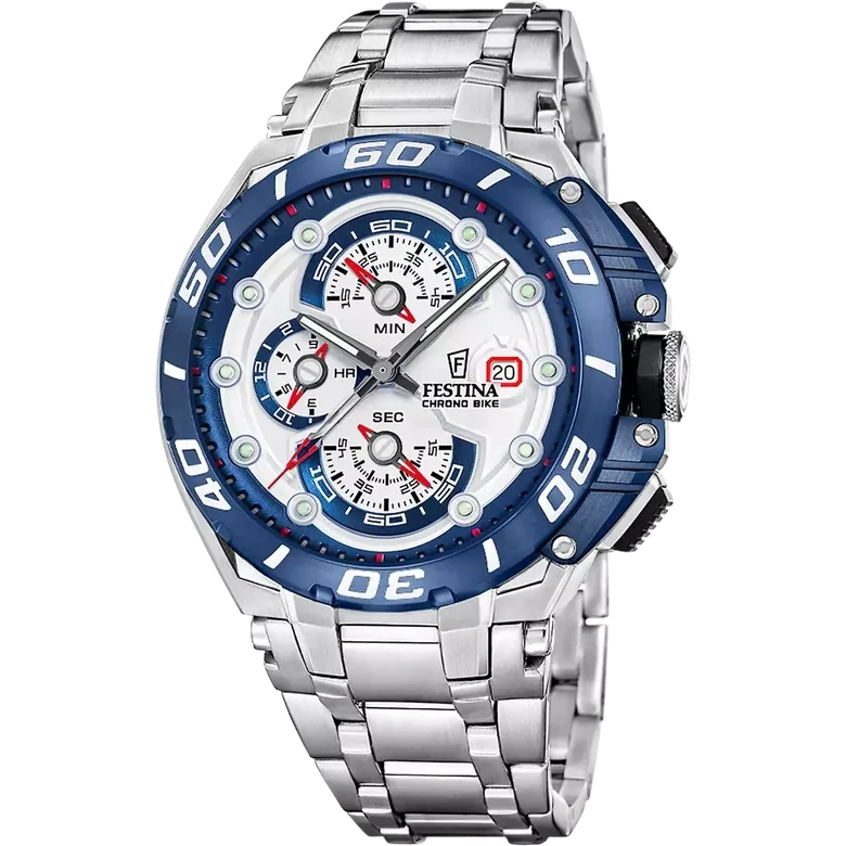 Festina Chrono Bike Stainless Steel Chronograph Mens Watch I Model F20754-1 Quartz Movement