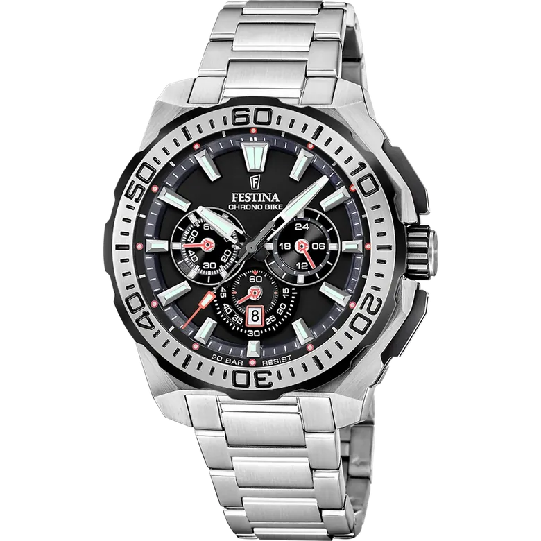Festina Chrono Bike Stainless Steel Chronograph Mens Watch I Model F20724-7 Quartz Movement