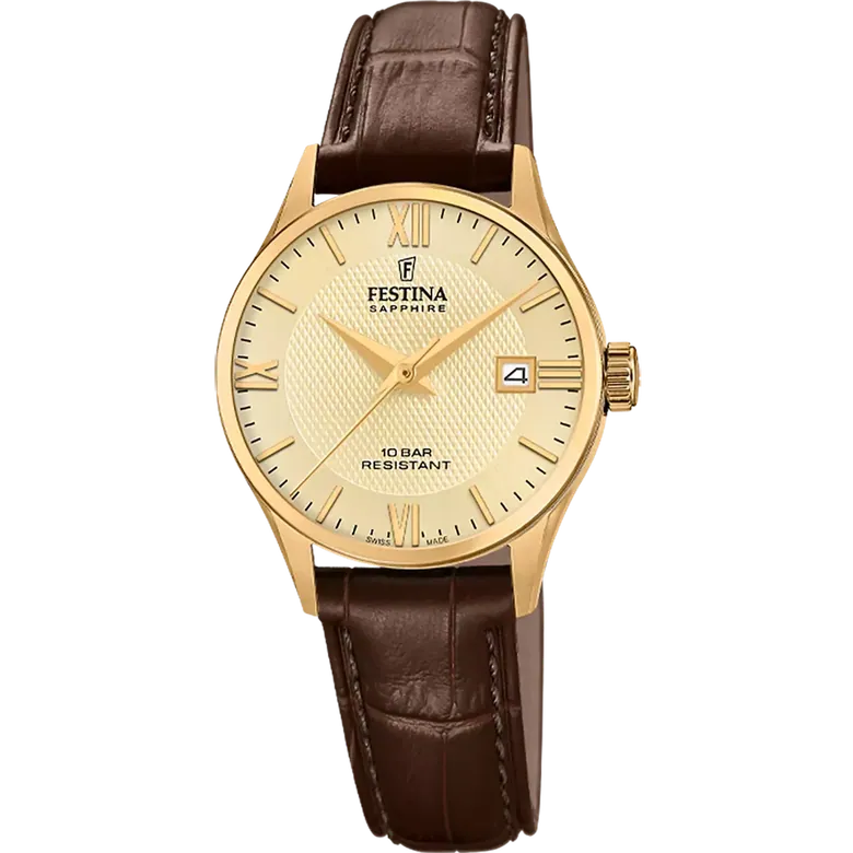 Festina Swiss Made Leather Analog Mens Watch I Model F20011/6 Quartz Movement