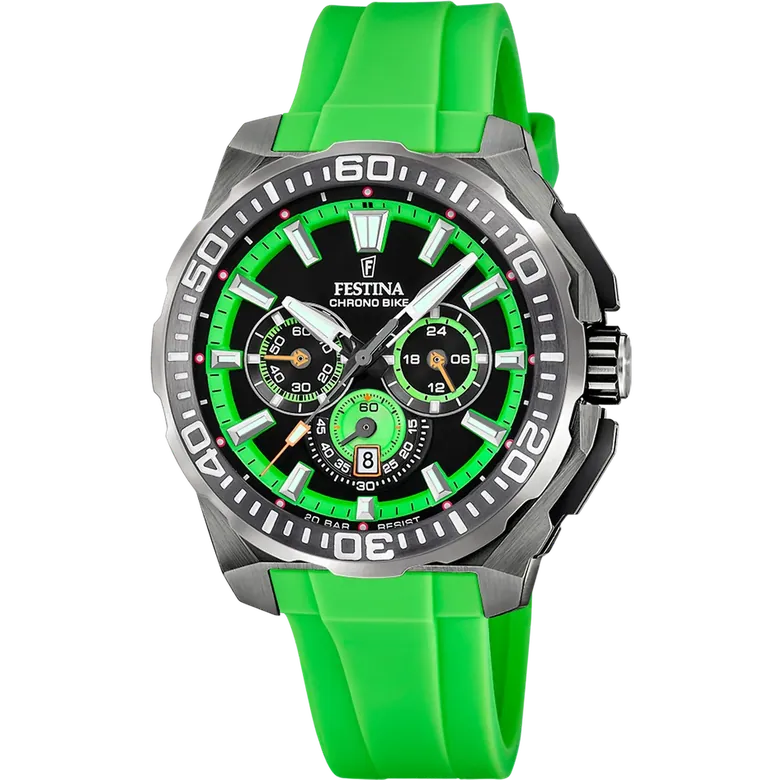 Festina Chrono Bike Rubber Chronograph Mens Watch I Model F20725-3 Quartz Movement