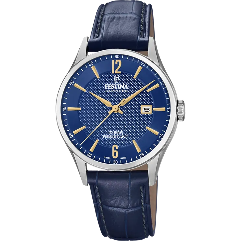 Festina Swiss Made Leather Analog Mens Watch I Model F20007/3 Quartz Movement