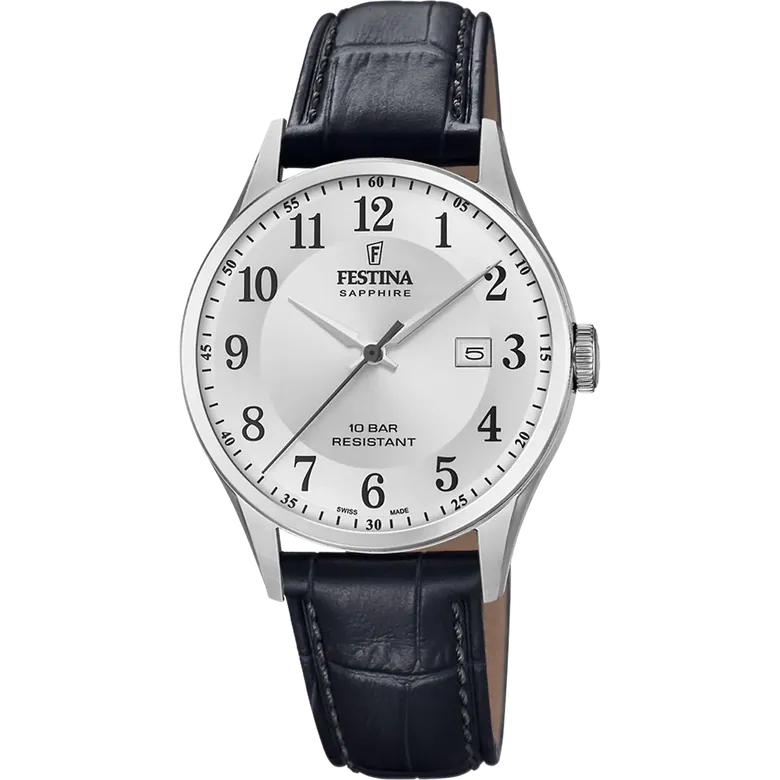 Festina Swiss Made Leather Analog Mens Watch I Model F20007/1 Quartz Movement