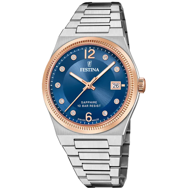 Festina Swiss Made Stainless Steel Analog Ladies Watch I Model F20037/2 Quartz Movement