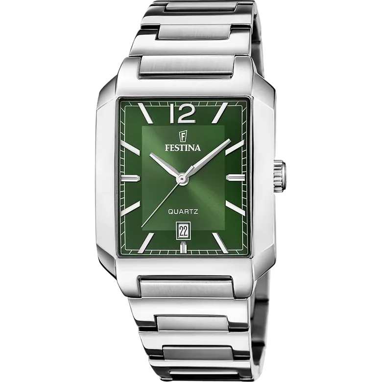 Festina On The Square Stainless Steel Analog Mens Watch I Model F20677-5 Quartz Movement