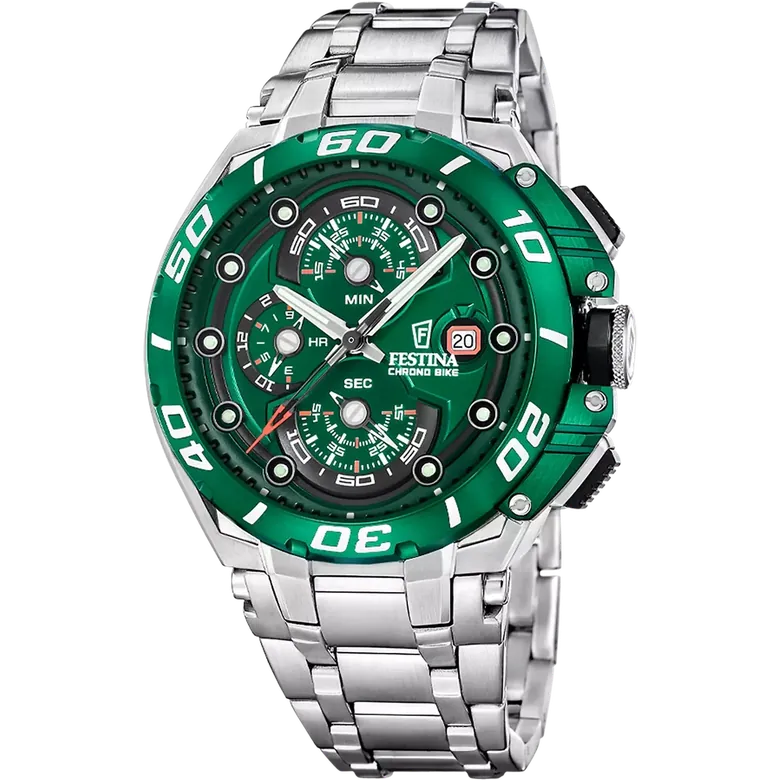 Festina Chrono Bike Stainless Steel Chronograph Mens Watch I Model F20754-5 Quartz Movement