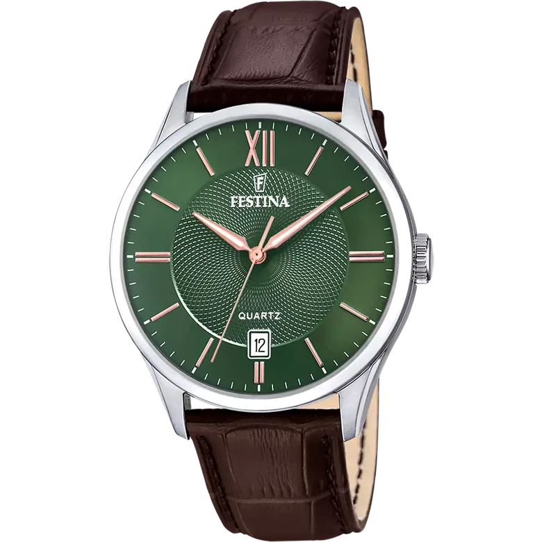 Festina Classics Leather Analog Mens Watch I Model F20426-8 Quartz Movement