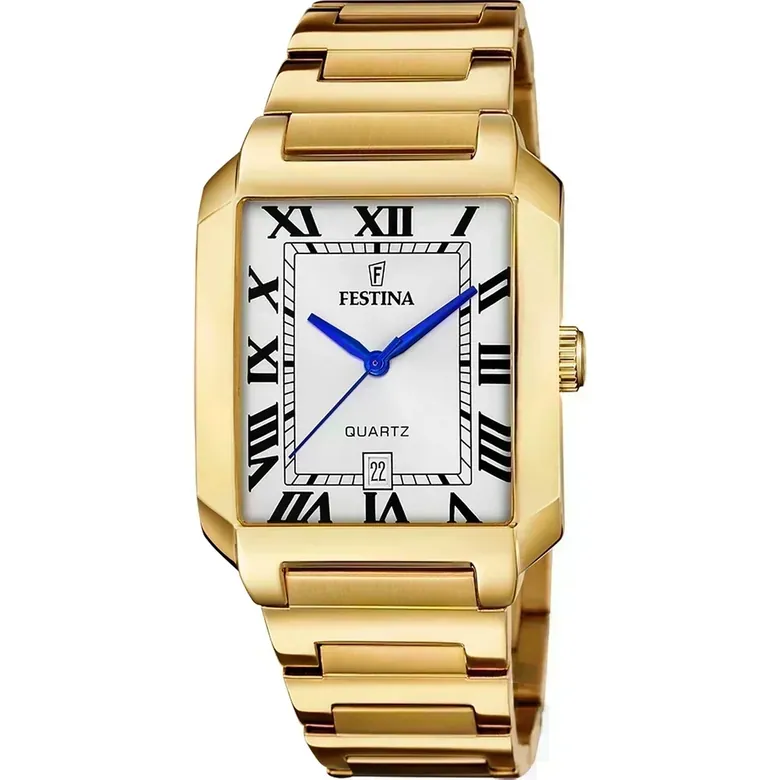 Festina On The Square Stainless Steel Analog Mens Watch I Model F20678/1 Quartz Movement