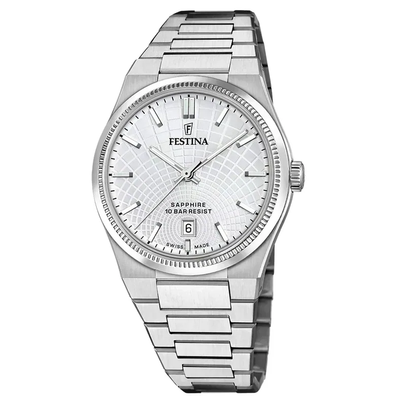Festina Swiss Made Rive Stainless Steel Analog Mens Watch I Model F20051/1 Quartz Movement