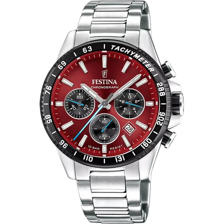 Festina Timeless Chronograph Stainless Steel Chronograph Mens Watch I Model F20560/7 Quartz Movement