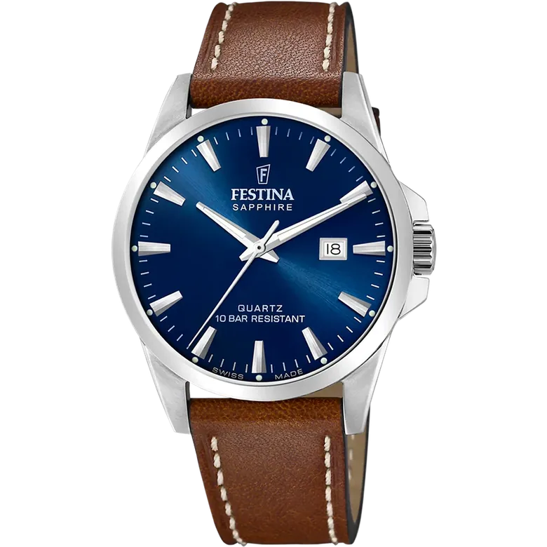 Festina Swiss Made Leather Analog Mens Watch I Model F20025/3 Quartz Movement