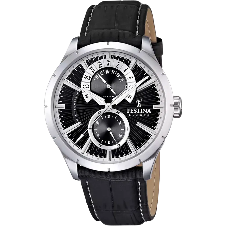 Festina Multifunction Leather Multifunction Mens Watch I Model F16573-3 Quartz Movement