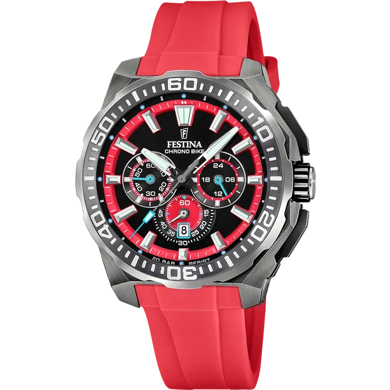 Festina Chrono Bike Rubber Chronograph Mens Watch I Model F20725-5 Quartz Movement