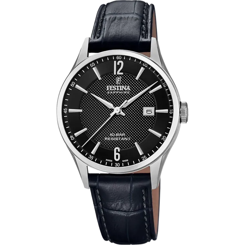 Festina Swiss Made Leather Analog Mens Watch I Model F20007/4 Quartz Movement