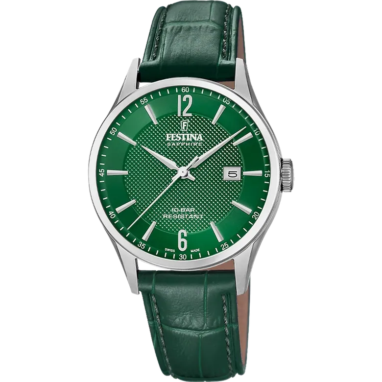 Festina Swiss Made Leather Analog Mens Watch I Model F20007-5 Quartz Movement