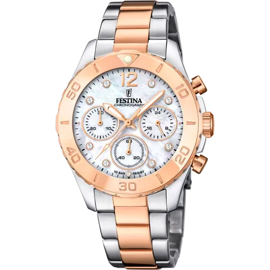 Festina Boyfriend Stainless Steel Chronograph Ladies Watch I Model F20605/1 Quartz Movement