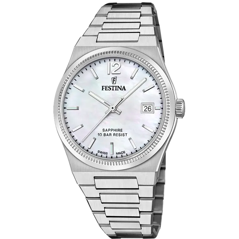 Festina Swiss Made Stainless Steel Analog Ladies Watch I Model F20035/1 Quartz Movement