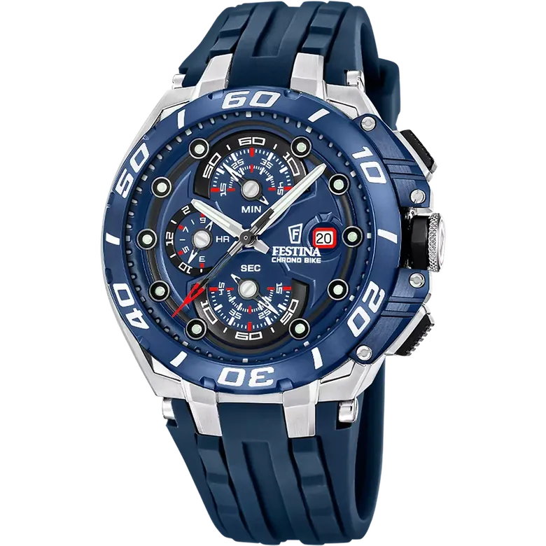 Festina Chrono Bike Rubber Chronograph Mens Watch I Model F20755-4 Quartz Movement