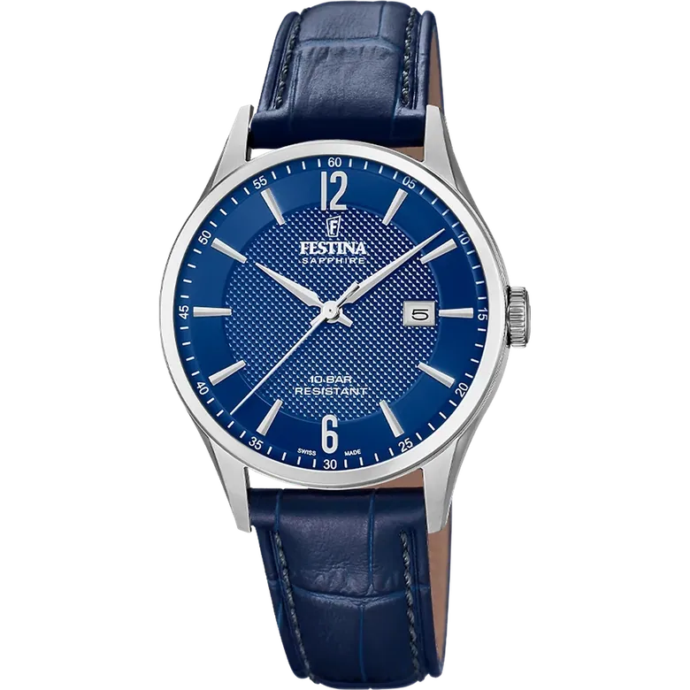Festina Swiss Made Leather Analog Mens Watch I Model F20007-6 Quartz Movement