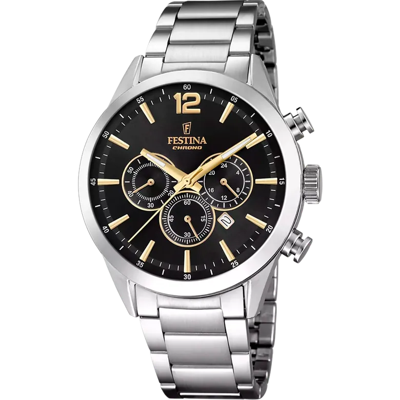 Festina Timeless Chronograph Stainless Steel Mens Watch I Model F20343-4 Quartz Movement