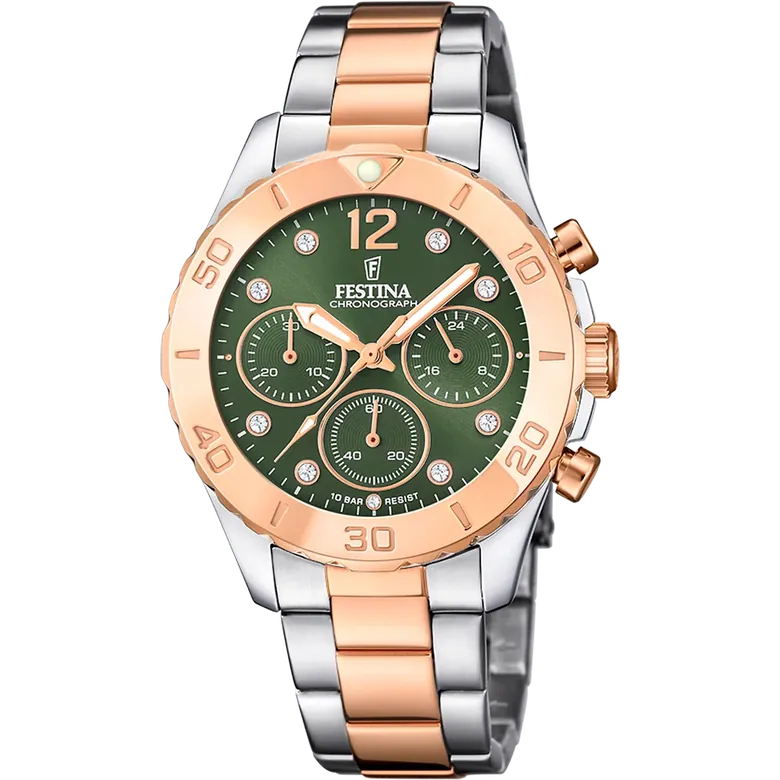 Festina Boyfriend Stainless Steel Chronograph Ladies Watch I Model F20605/2 Quartz Movement