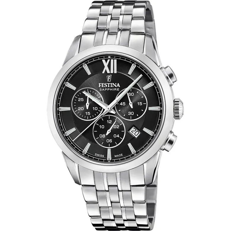 Festina Swiss Made Stainless Steel Chronograph Mens Watch I Model F20040/4 Quartz Movement