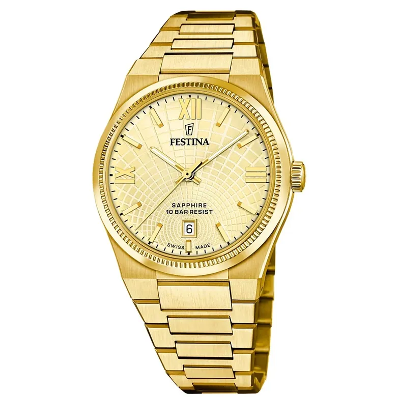 Festina Swiss Made Rive Stainless Steel Analog Mens Watch I Model F20057/2 Quartz Movement
