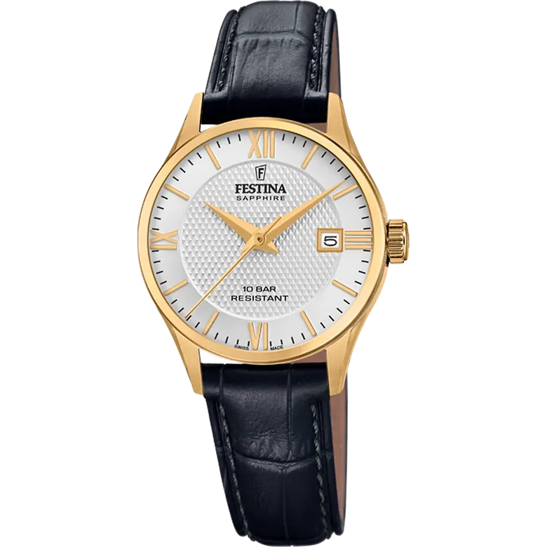 Festina Swiss Made Leather Analog Mens Watch I Model F20011/1 Quartz Movement