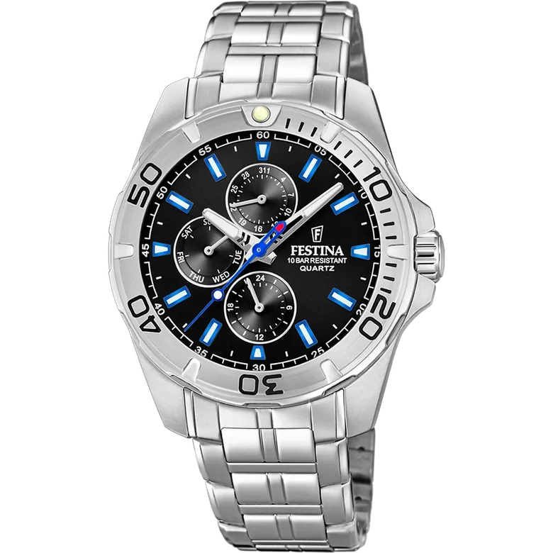 Festina Multifunction Stainless Steel Mens Watch I Model F20445/6 Quartz Movement