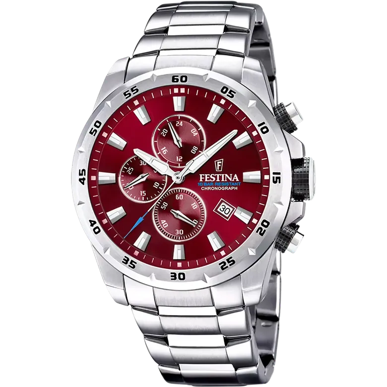 Festina Timeless Chronograph Leather Chronograph Mens Watch I Model F20463/5 Quartz Movement