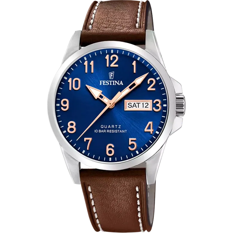 Festina Classics Leather Analog Mens Watch I Model F20358/B Quartz Movement
