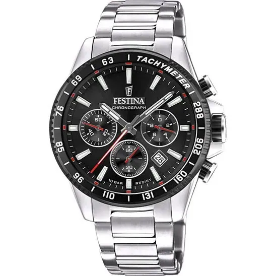 Festina Timeless Chronograph Stainless Steel Chronograph Mens Watch I Model F20560/6 Quartz Movement