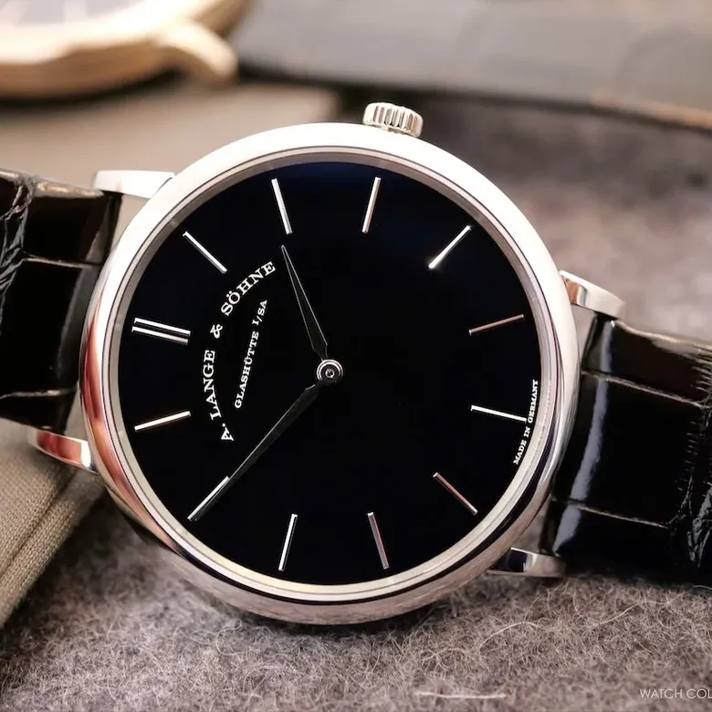 Introducing: A. Lange & Söhne Saxonia Thin in Platinum and Honeygold. Hands
