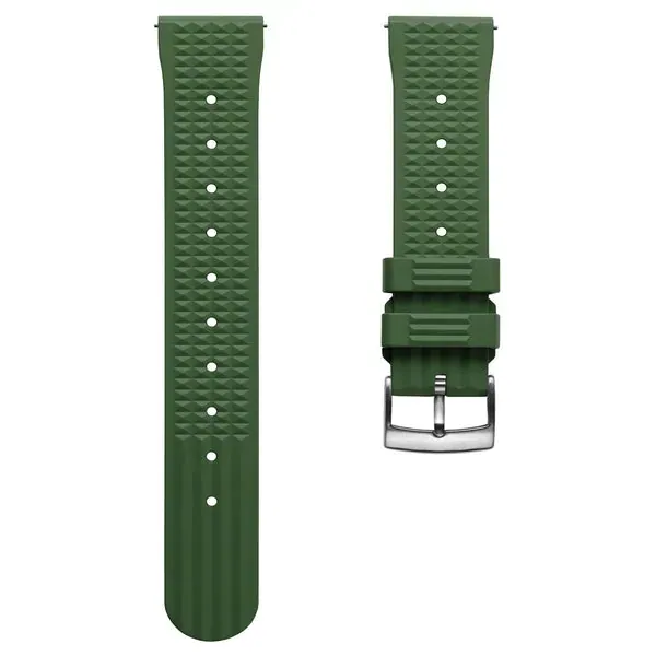 Waffle Pattern Rubber Dive Watch Strap - Reef Green
